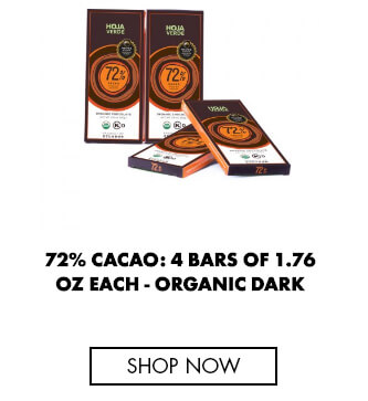 72% cacao: 4 bars organic dark chocolate