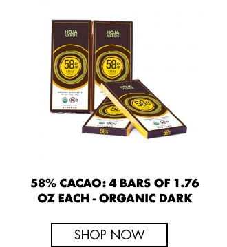 58% Cacao: 4 Bars of 1.76 oz each - Dark Chocolate