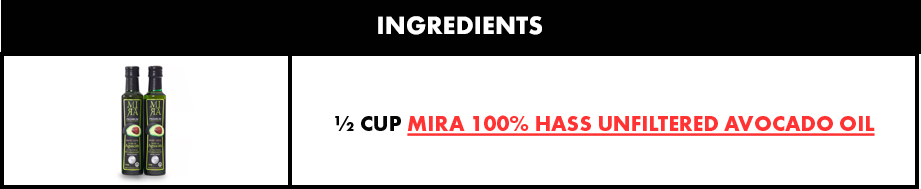 1/2 Cup Mira 100% Hass Unfiltered Avocado Oil