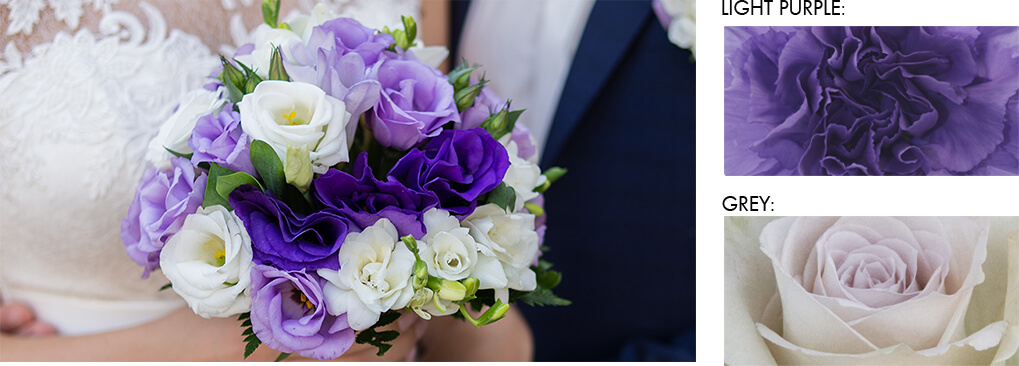 This palette of grey and purple flowers